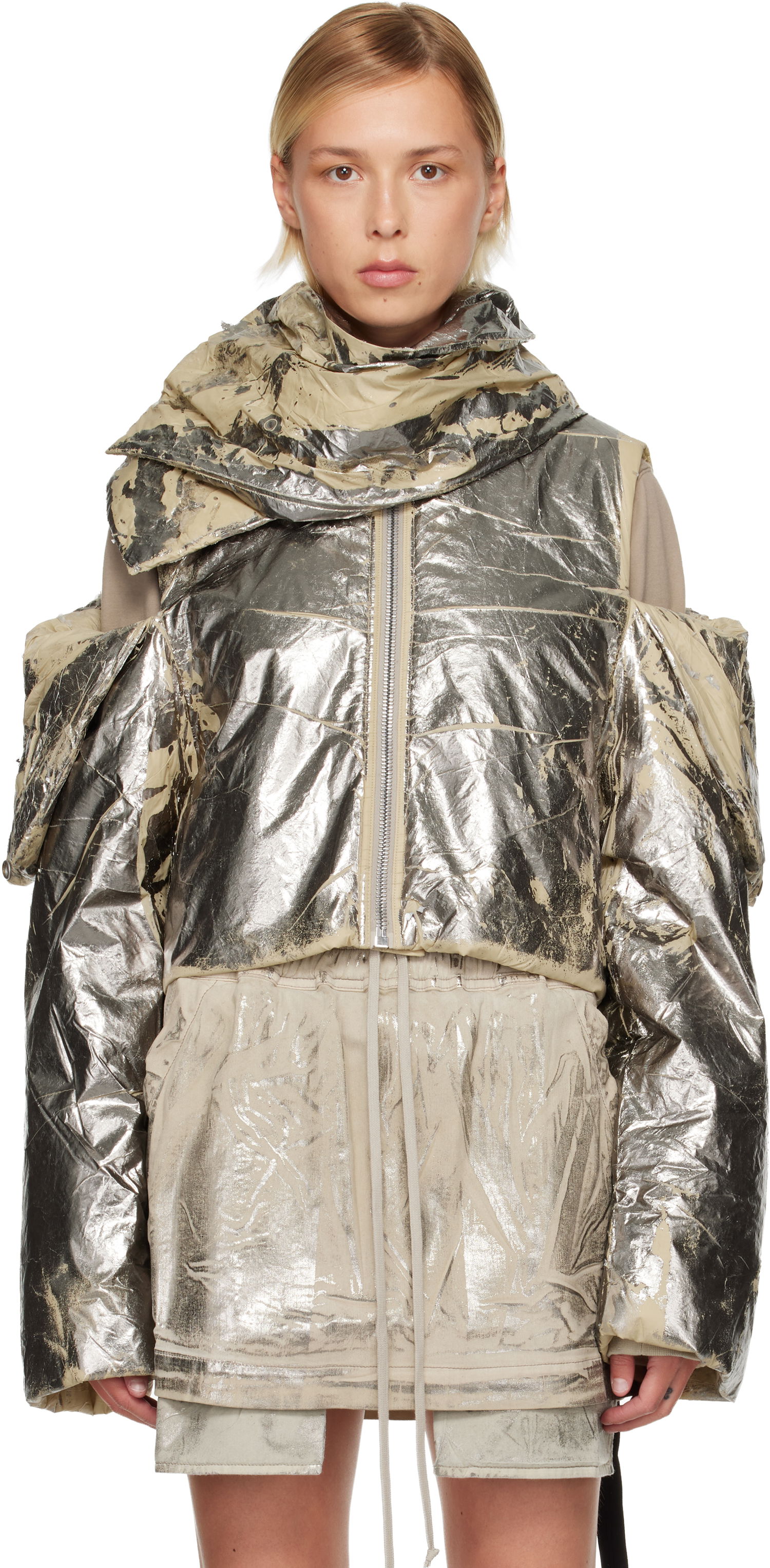 Pufferjacka Rick Owens Concordians Convertible Jacket Metallisk | DS02E7727 NPF, 0