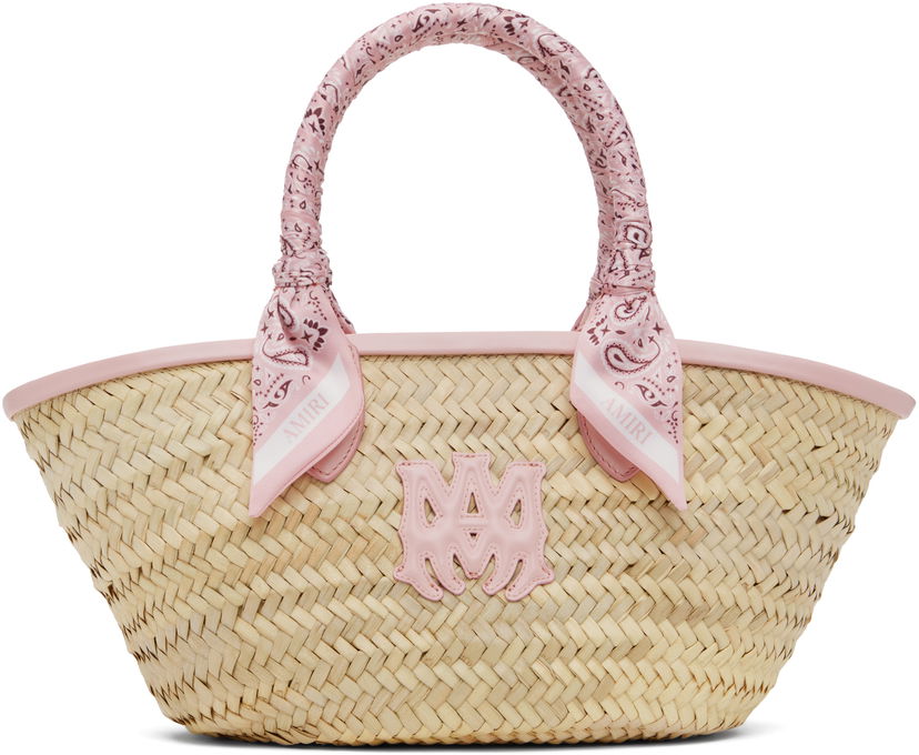 Handväska AMIRI AMIRI MA Raffia Micro Tote Rosa | AWBGTO1002