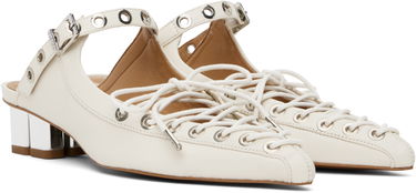 Sneakers och skor GANNI GANNI Lace-Up Mules Vit | S2966, 3