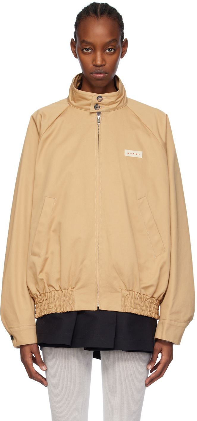 Bomberjacka Marni Patch Bomber Jacket Beige | JUMU0155UX UTC311
