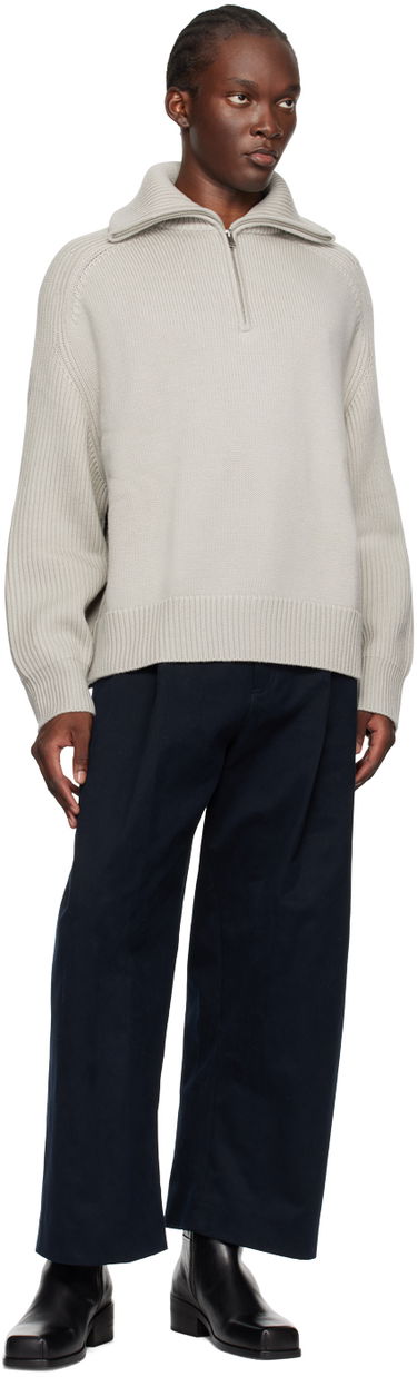 Sweater Studio Nicholson Studio Nicholson Level Half-Zip Knit Sweater Grå | LEVEL SNM - 1231, 3