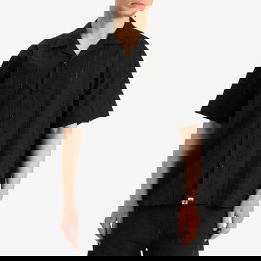 Skjorta BAPE A Bathing Ape Embroidery Open Collar Short Sleeve Shirt, Size Large Svart | 001SRL301305M-BLK, 2