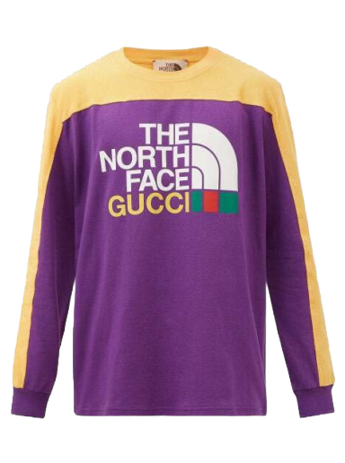 T-shirt Gucci The North Face x Long Sleeve T Shirt Purpur | 671439 XJDRA 5481