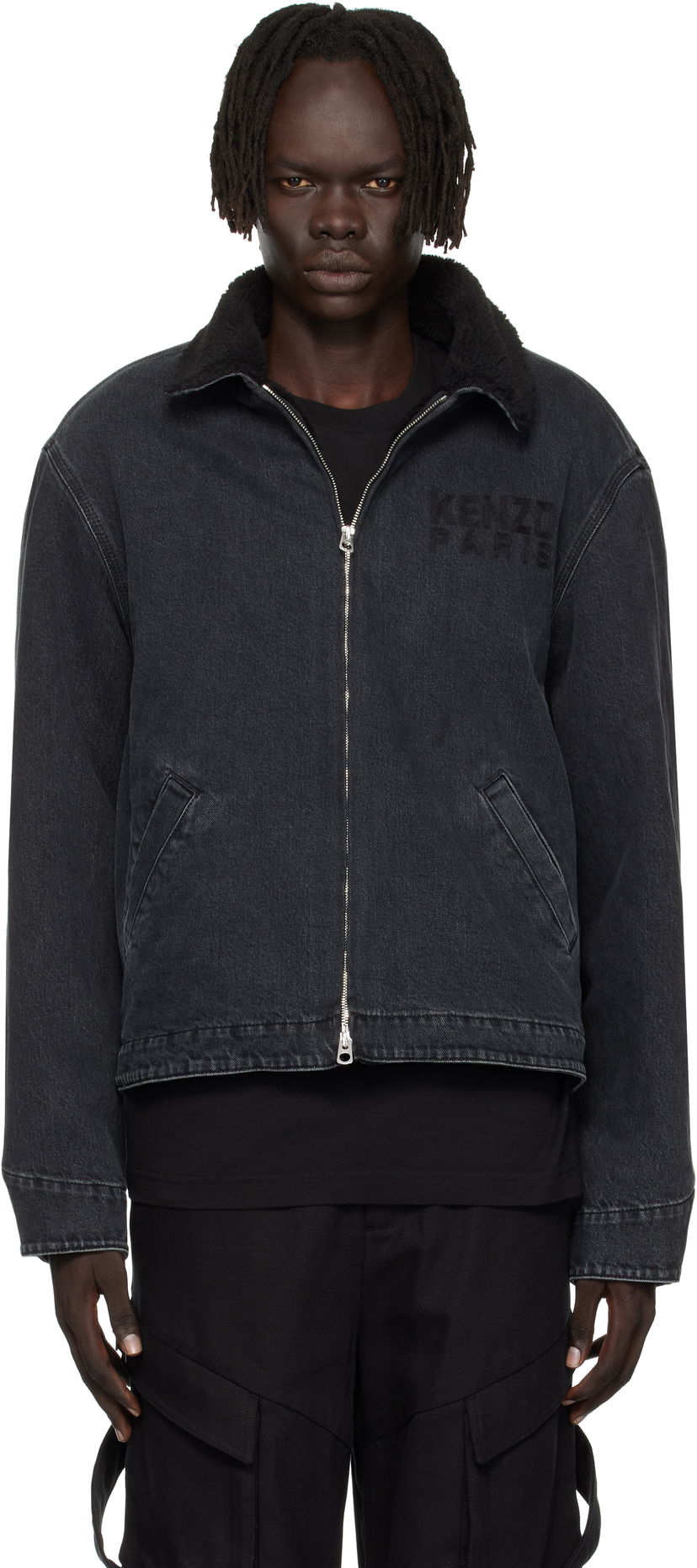 Jacka KENZO Kenzo Paris 'KENZO Happy Tiger' Denim Utility Jacket Svart | FF65DB1056C4