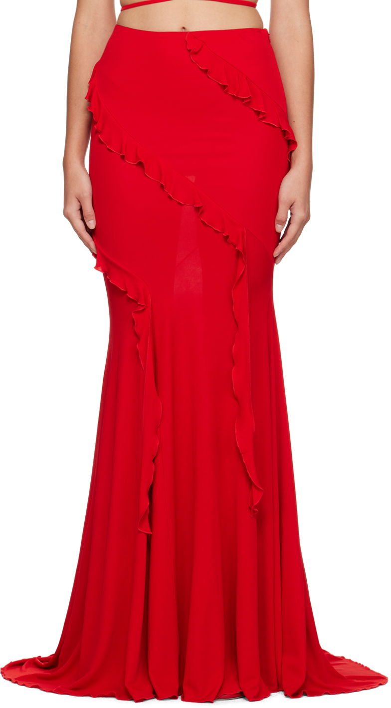 Kjol Blumarine Blumarine Ruffled Maxi Skirt Röd | P344G007A