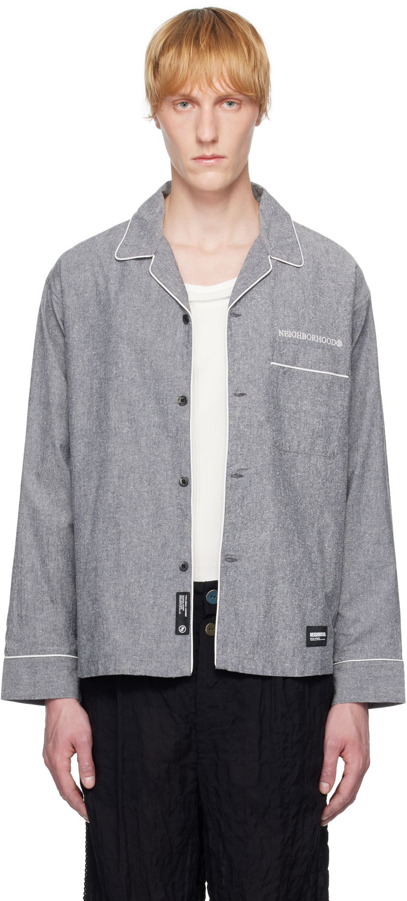 Skjorta Neighborhood Neighborhood Long Sleeve Pajama Shirt Grå | 251TSNH-SHM10