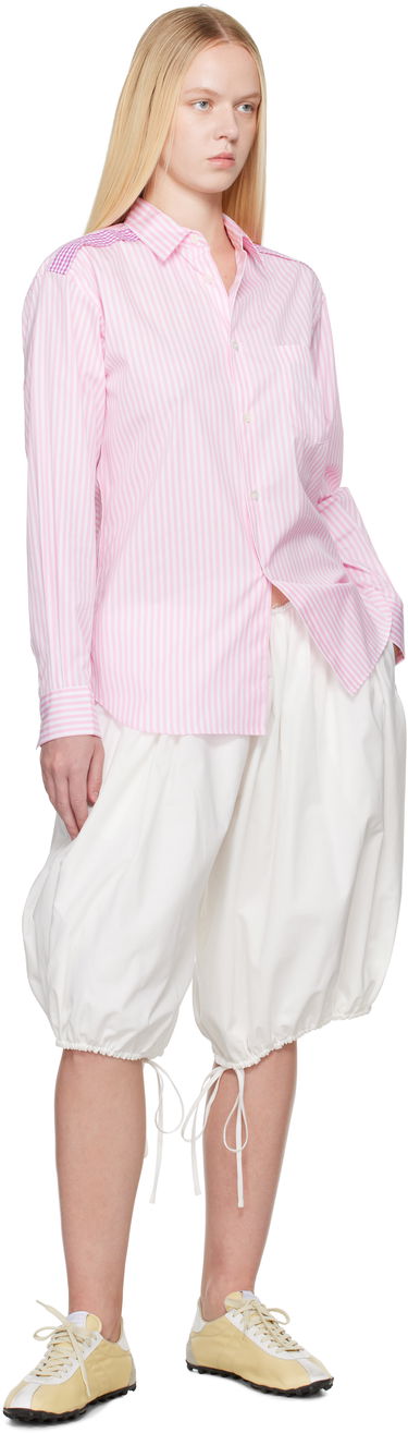 Skjorta Comme des Garçons Comme des Garçons Striped Gingham Trim Shirt Rosa | FO-B022-S25, 3
