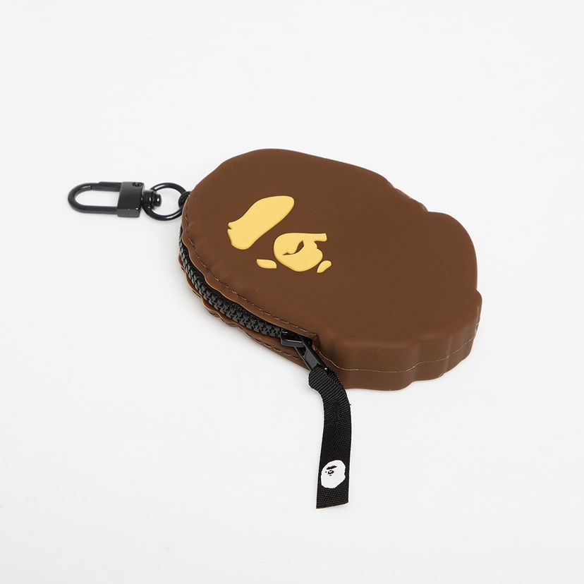 Plånbok BAPE Ape Head Silicone Zippered Coin Case with Carabiner Brun | 001SGL801011MBRW