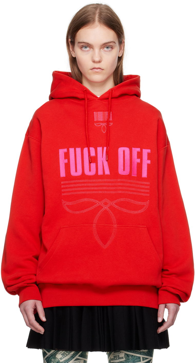 Sweatshirt VETEMENTS Embroidered Hoodie Röd | VL20HD280R
