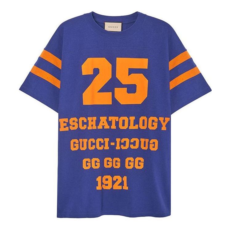 T-shirt Gucci Logo Football T-Shirt Blå | 655459-XJDHG-4323