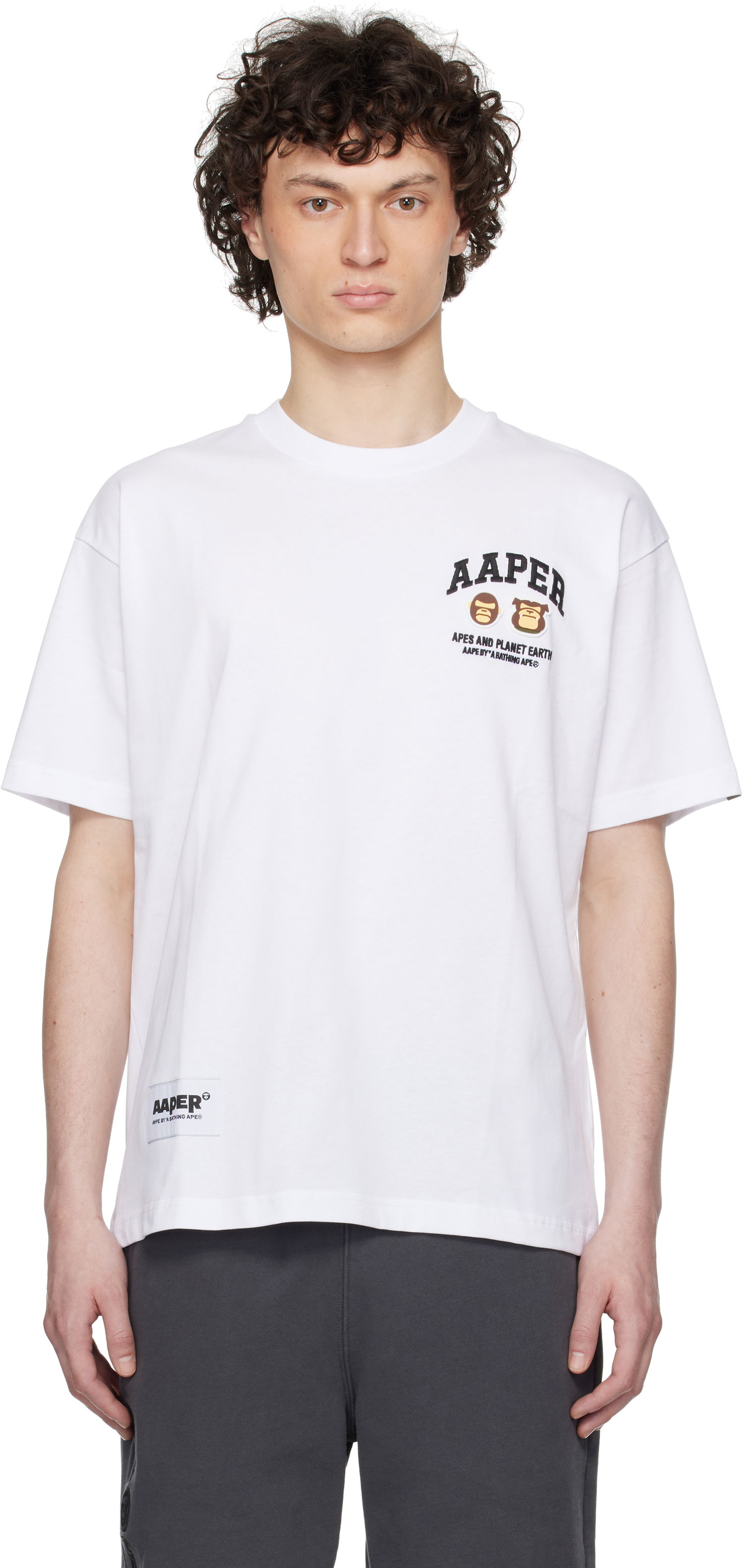 T-shirt AAPE by A Bathing Ape AAPE By A Bathing Ape 'AAPER' Logo Short Sleeve T-Shirt Vit | AAPTEM1611XXNWHX, 0