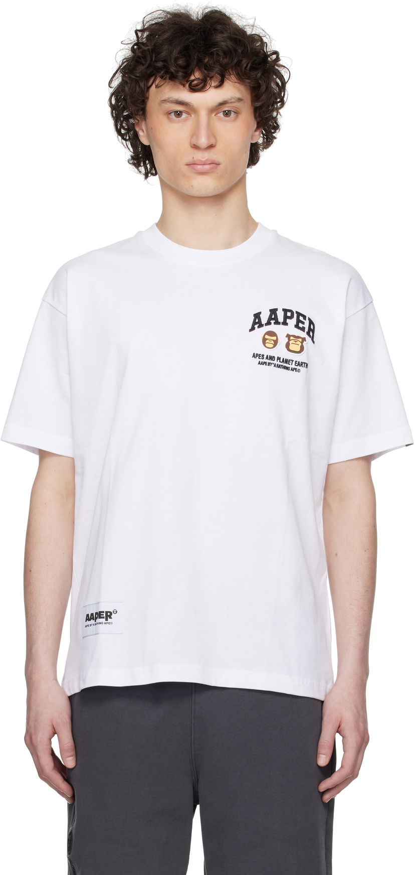 T-shirt AAPE by A Bathing Ape AAPE By A Bathing Ape 'AAPER' Logo Short Sleeve T-Shirt Vit | AAPTEM1611XXNWHX