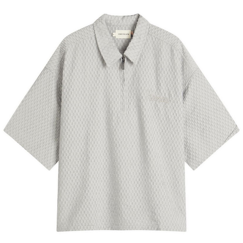 Polotröja Honor The Gift Honor The Gift Textured Knit Zip Polo Grå | HTG250133-GRY