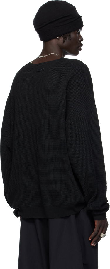 Sweater Fear of God Fear of God ESSENTIALS Waffle Knit Long Sleeve Crewneck Sweatshirt Svart | 192SP256160F, 2