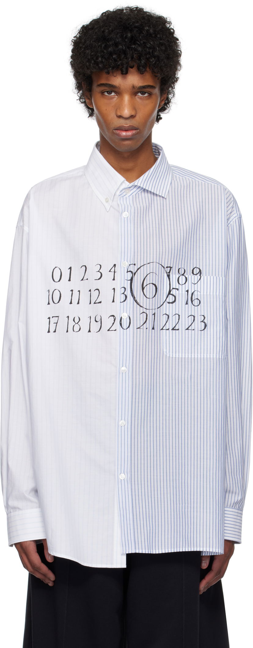 Skjorta Maison Margiela MM6 Maison Margiela Numeric Print Asymmetric Shirt Vit | SH0DT0025 MTN043