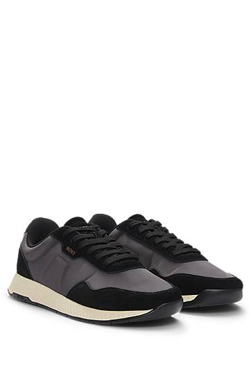 Kläder BOSS Mixed-Material with Suede Trims Grå | 50536469