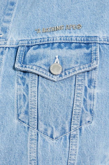 Jacka BAPE A Bathing Ape Metal Logo Pin Oversize Denim Jacket Blå | 1J80140056, 5