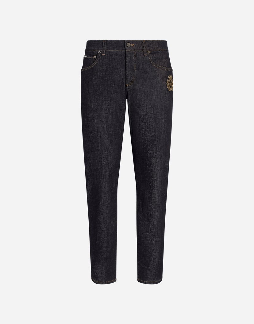 Jeans Dolce & Gabbana Slim-Fit Stretch Cotton Jeans With Patch Blå | GY07CZG8ME9S9001