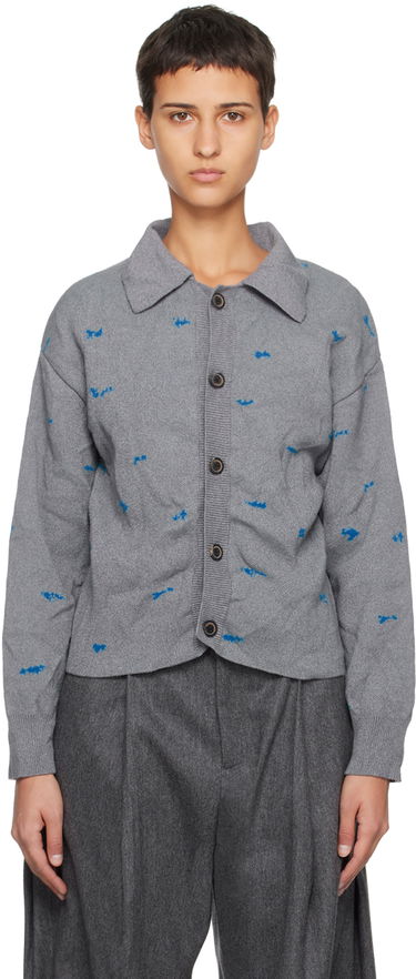 Sweater ADER ERROR Embroidered Button-Up Cardigan Grå | BMADFWKT0703GR, 0