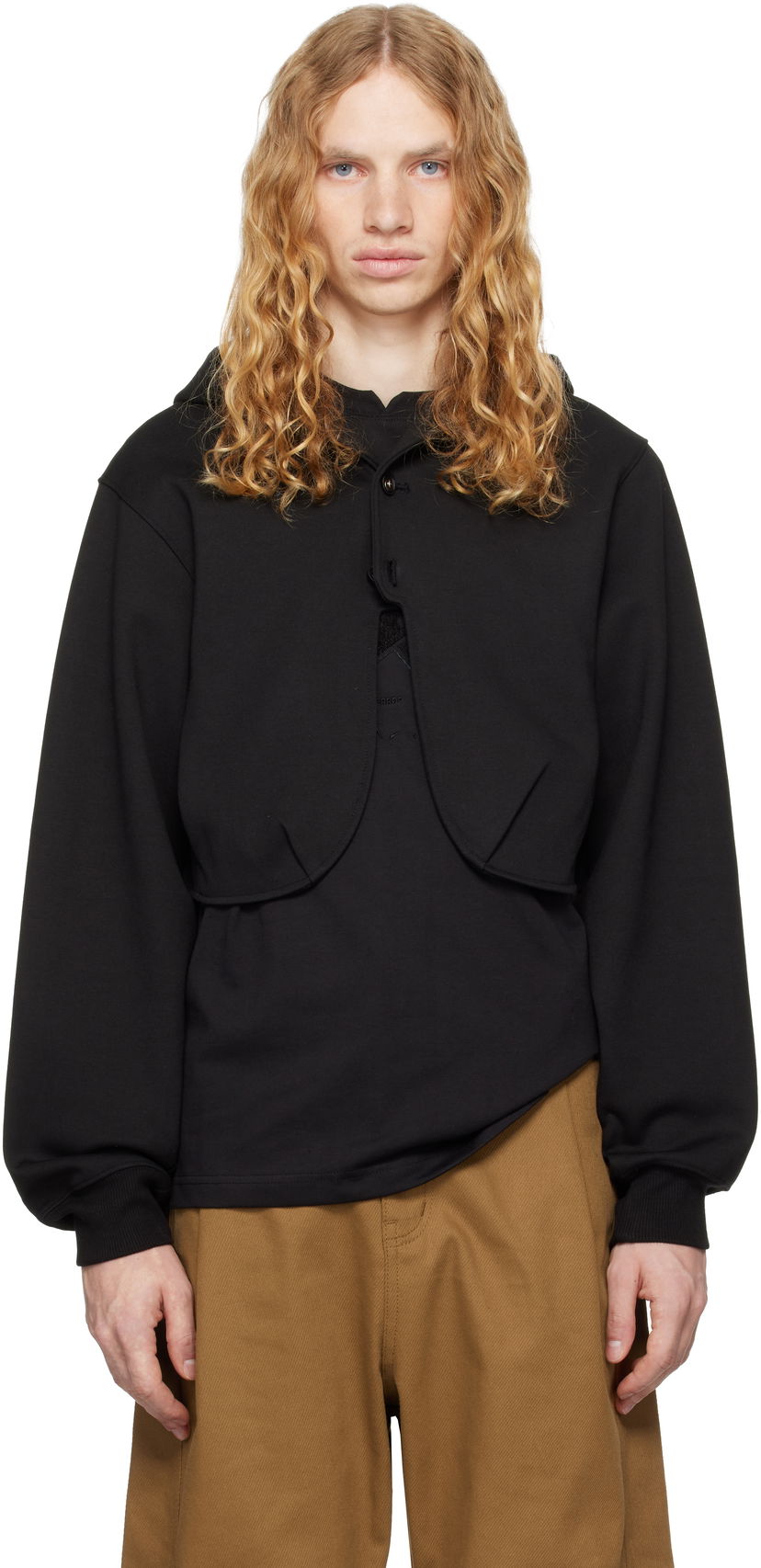 Sweatshirt ADER ERROR Cropped Hoodie Svart | BN01FWHD0401BK