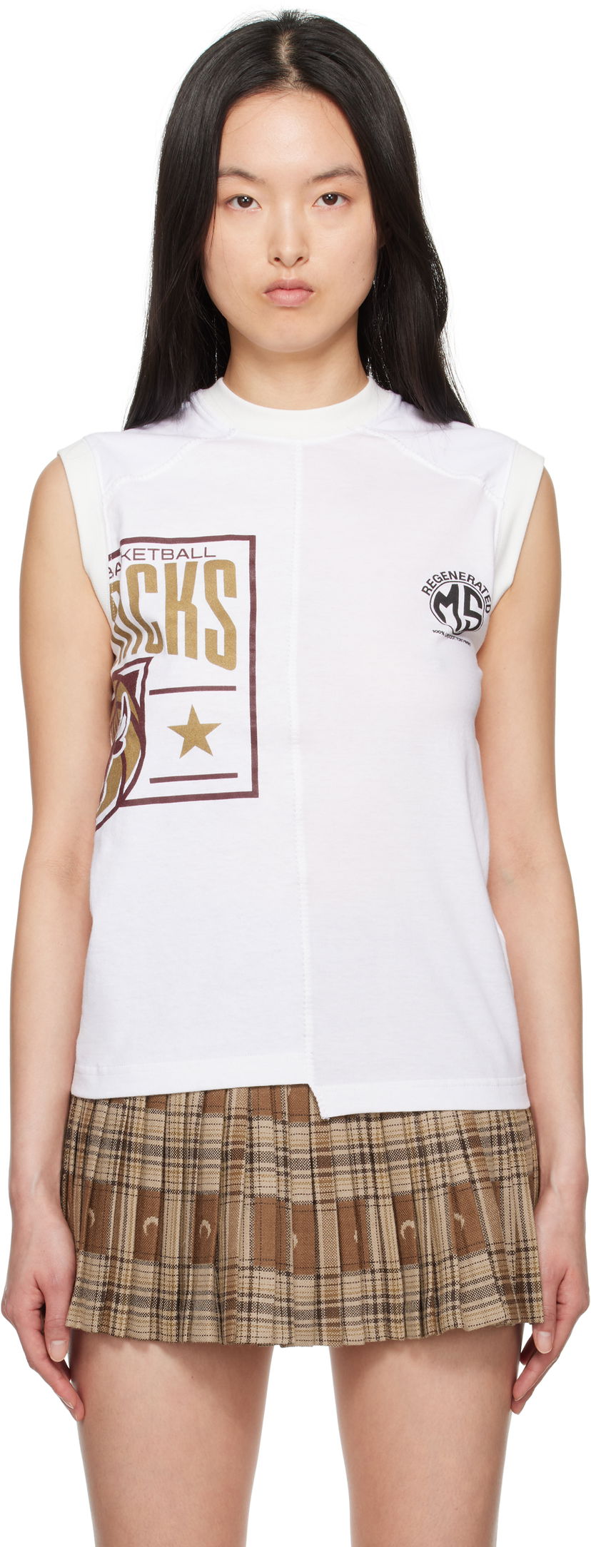 Linne Marine Serre Marine Serre Graphic Print Tank Top Vit | MTT090A UJER0003