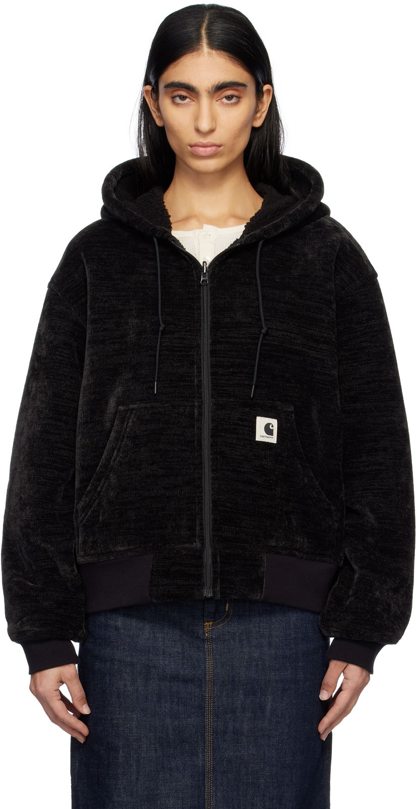 Sweatshirt Carhartt WIP Fleece Lined Hoodie Svart | I033905 89XX