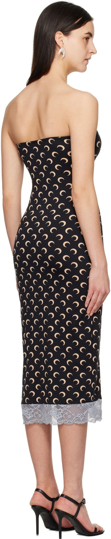 Klä Marine Serre Marine Serre Moon Print Bustier Midi Dress Svart | WDR333A CJER0001, 2