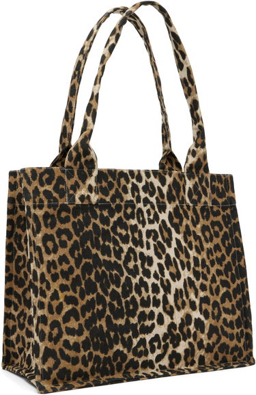 Tygpåse GANNI Leopard Canvas Tote Bag Beige | A5807, 2