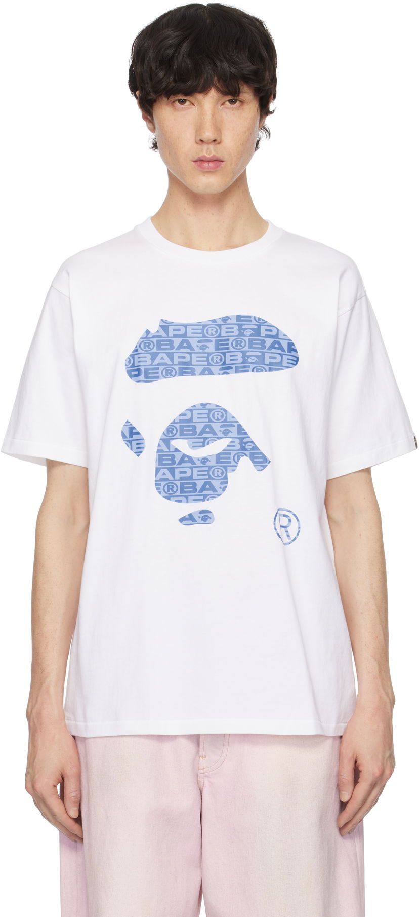 T-shirt BAPE Lux Sport Pattern Ape Face T-Shirt Vit | 001TEK801049M
