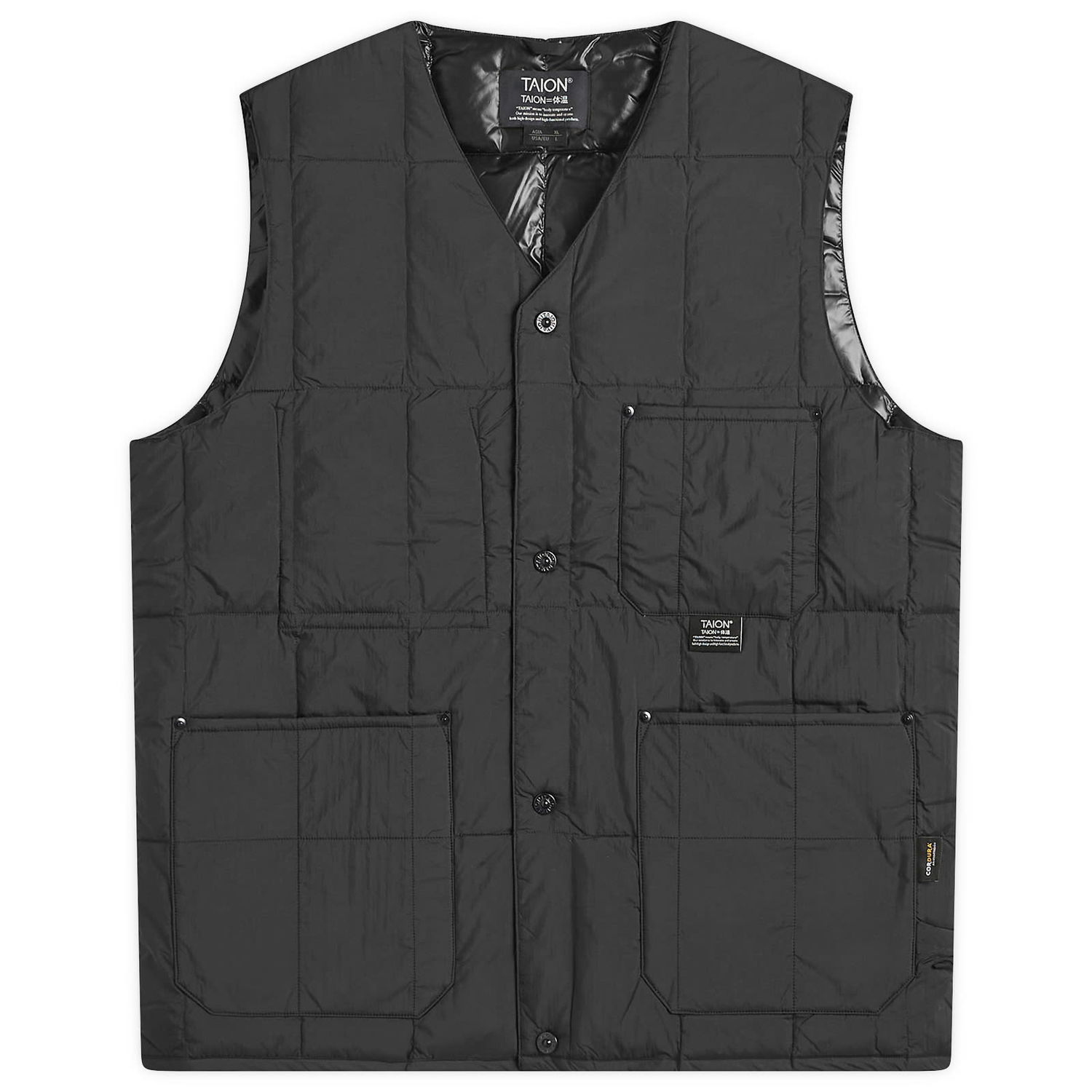 Väst TAION Work V-Neck Button Down Vest, Size Small Svart | TAION-001BWK-BLK, 1