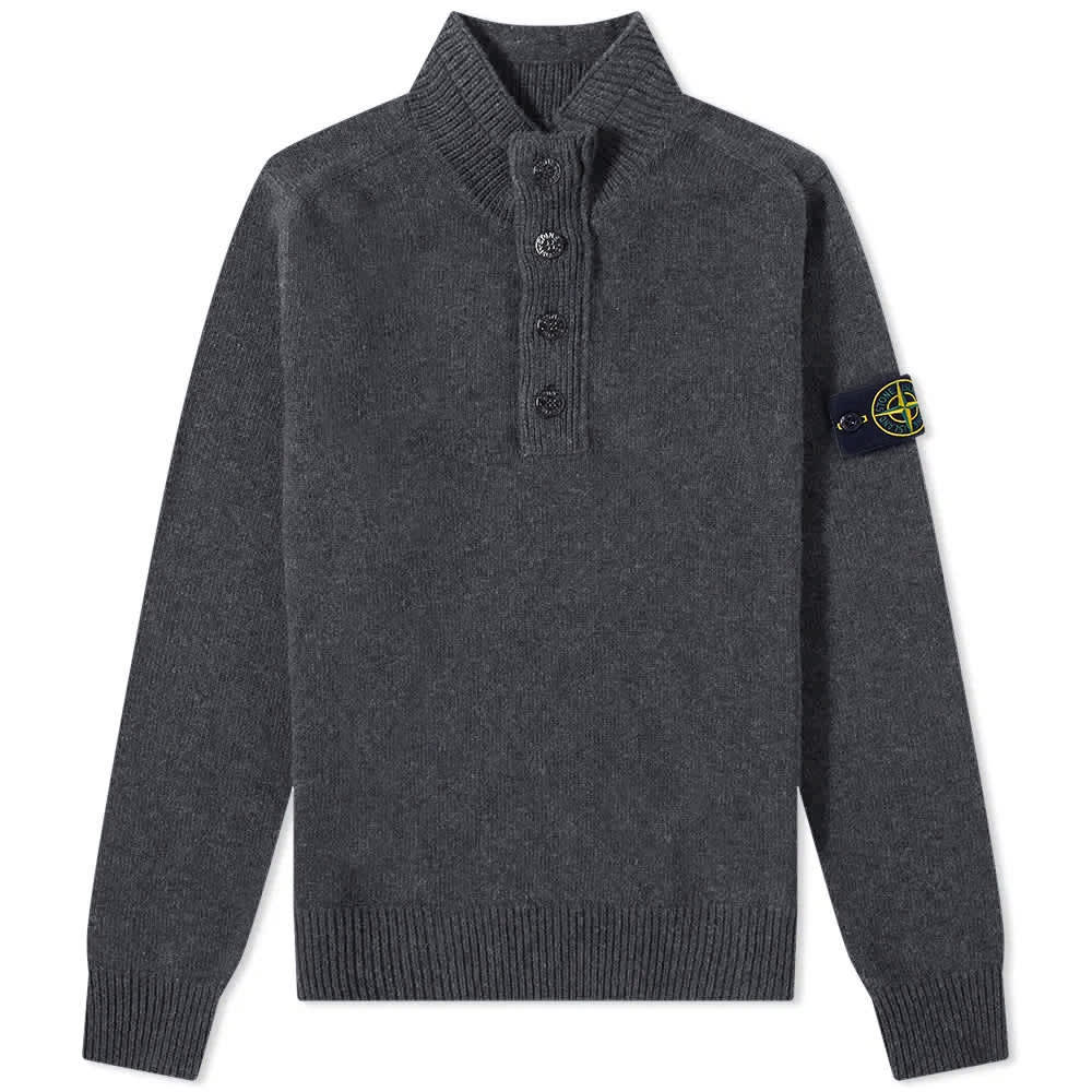 Sweater Stone Island Lambswool Quarter Button Knit Grå | 7715540A3-V0065, 0