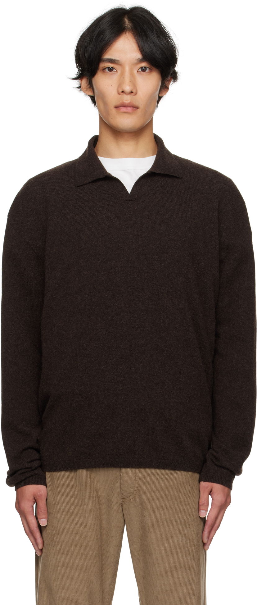 Sweater The Row The Row Franz Knit Polo Brun | 1015-Y556