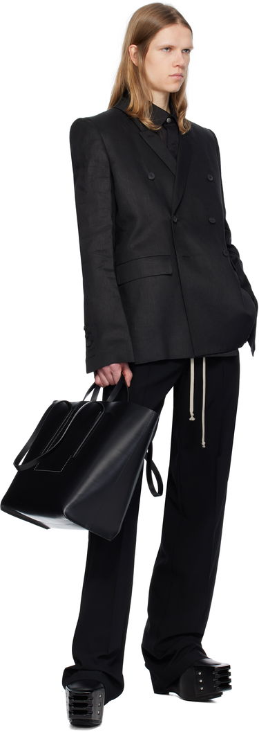 Byxor Rick Owens Rick Owens Hollywood Dietrich Drawstring Trousers Svart | RU01E5378 WLP, 3