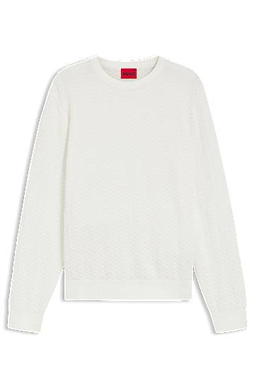 Sweater BOSS Herringbone Knit Sweater Vit | 50543789
