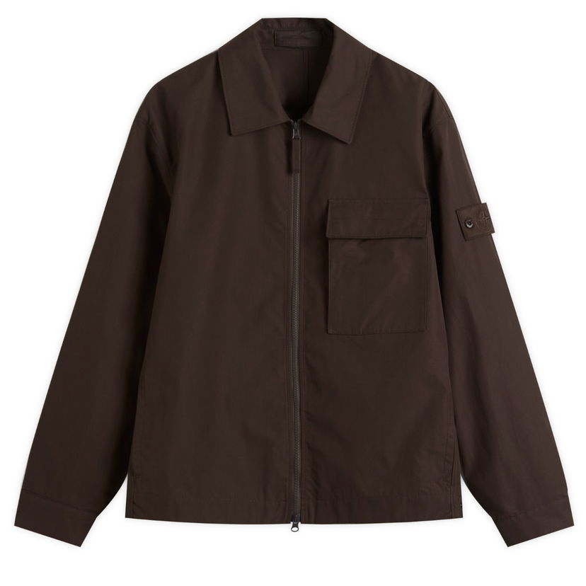 Jacka Stone Island Weatherproof Canvas Shirt Jacket, Size Large Brun | K2S151200018-V0070
