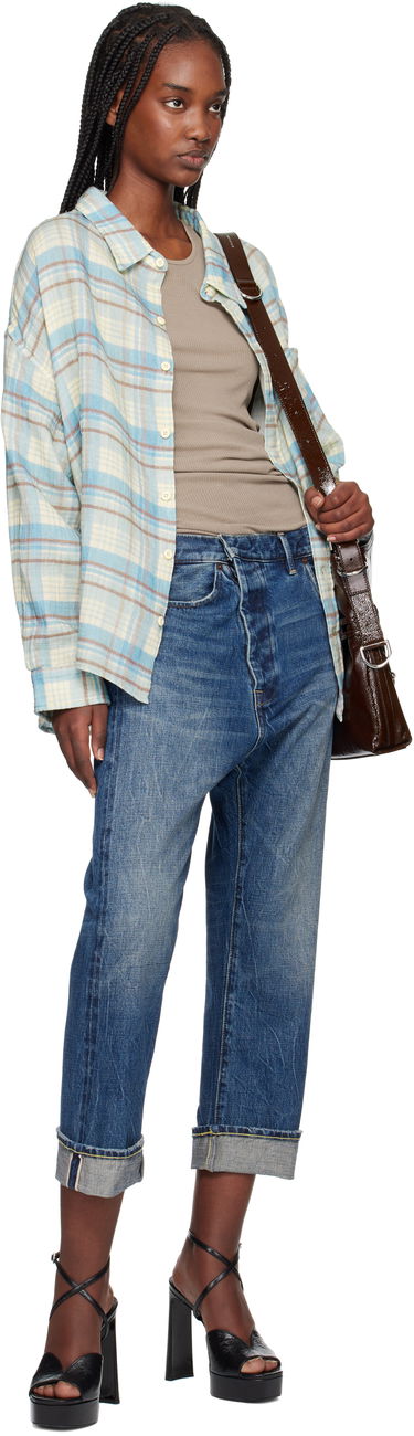 Skjorta R13 R13 Double Front Plaid Shirt Blå | R13WR371-R481B, 4