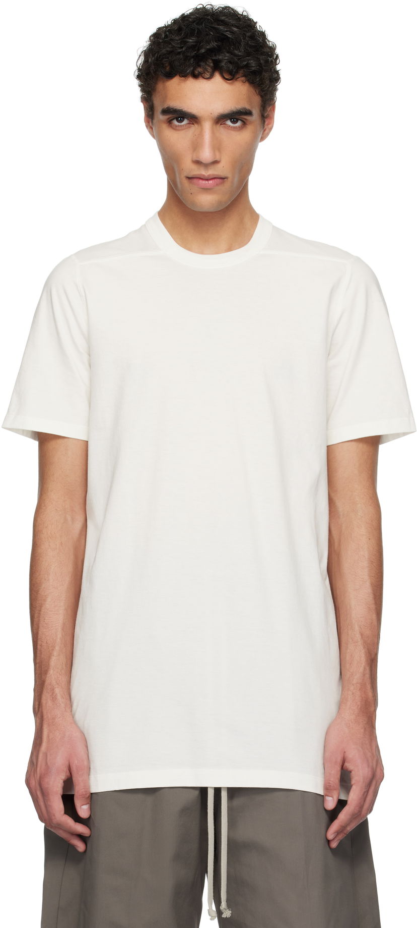 T-shirt Rick Owens Rick Owens Short Level T-Shirt Vit | RU01E5264 JA