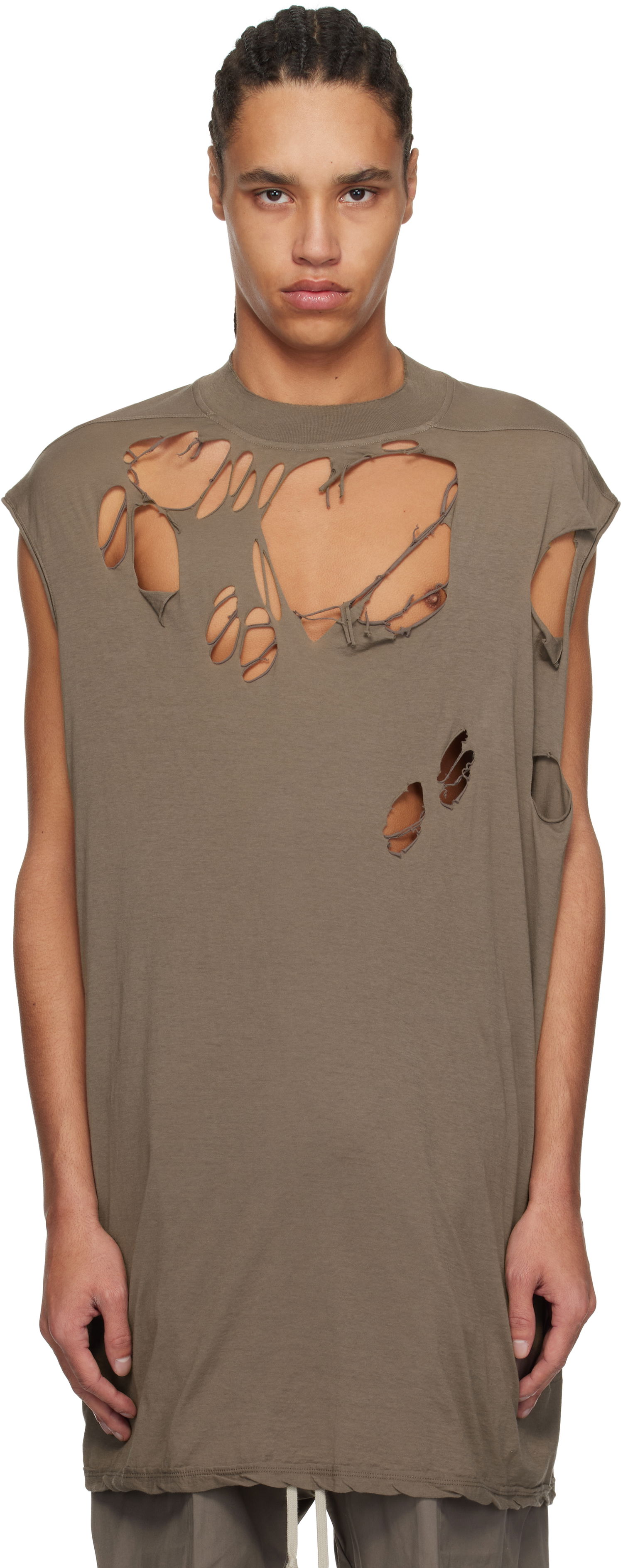 Linne Rick Owens Rick Owens DRKSHDW Hollywood Tarp Sleeveless T-Shirt Brun | DU01E3158 BHDSD, 0
