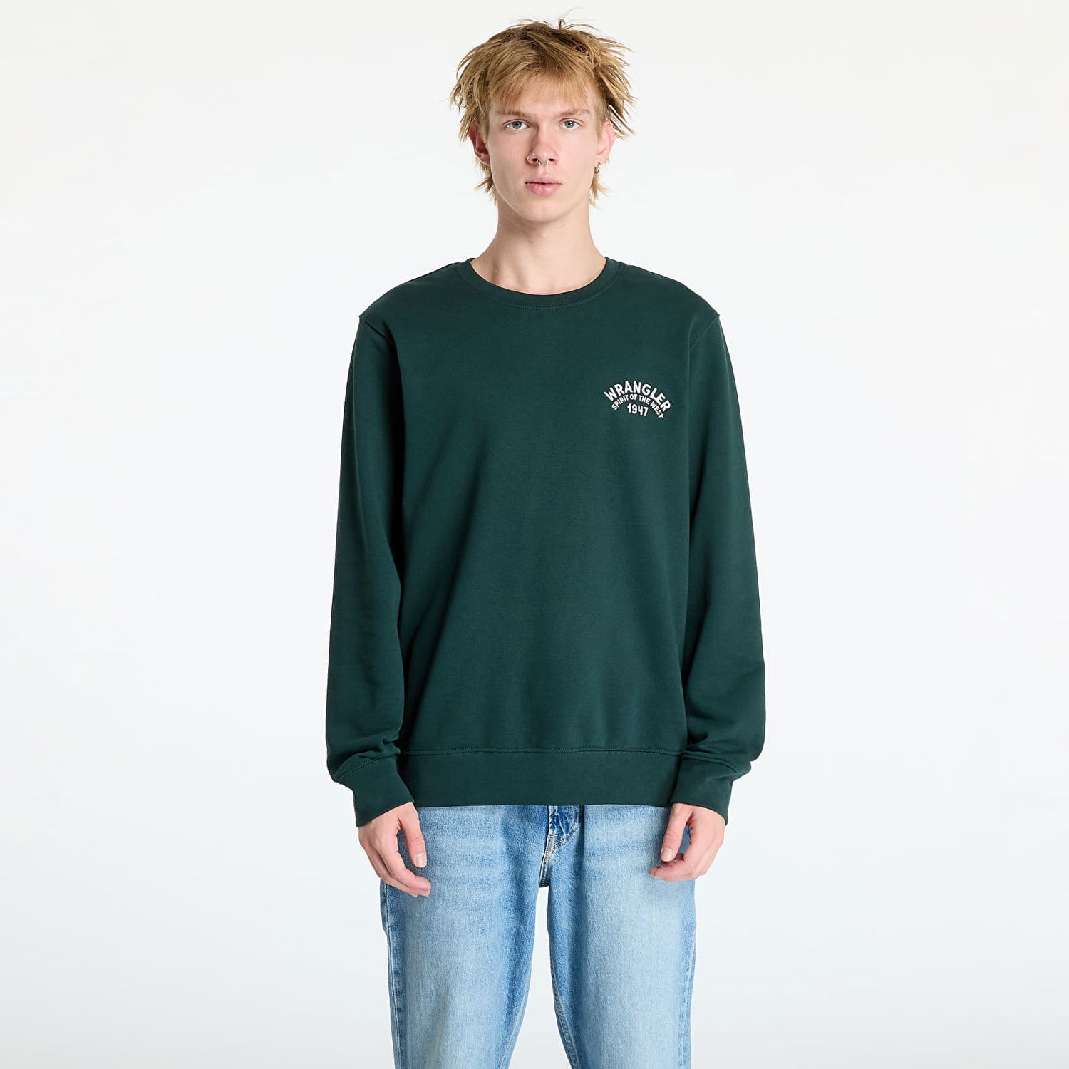 Sweatshirt Wrangler Crewneck Sweatshirt Scarab Grön | 112357320, 0
