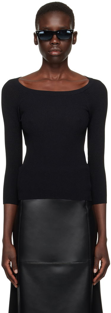 Sweater Max Mara Ribbed Knit Off Shoulder Top Svart | 2411361102600, 0