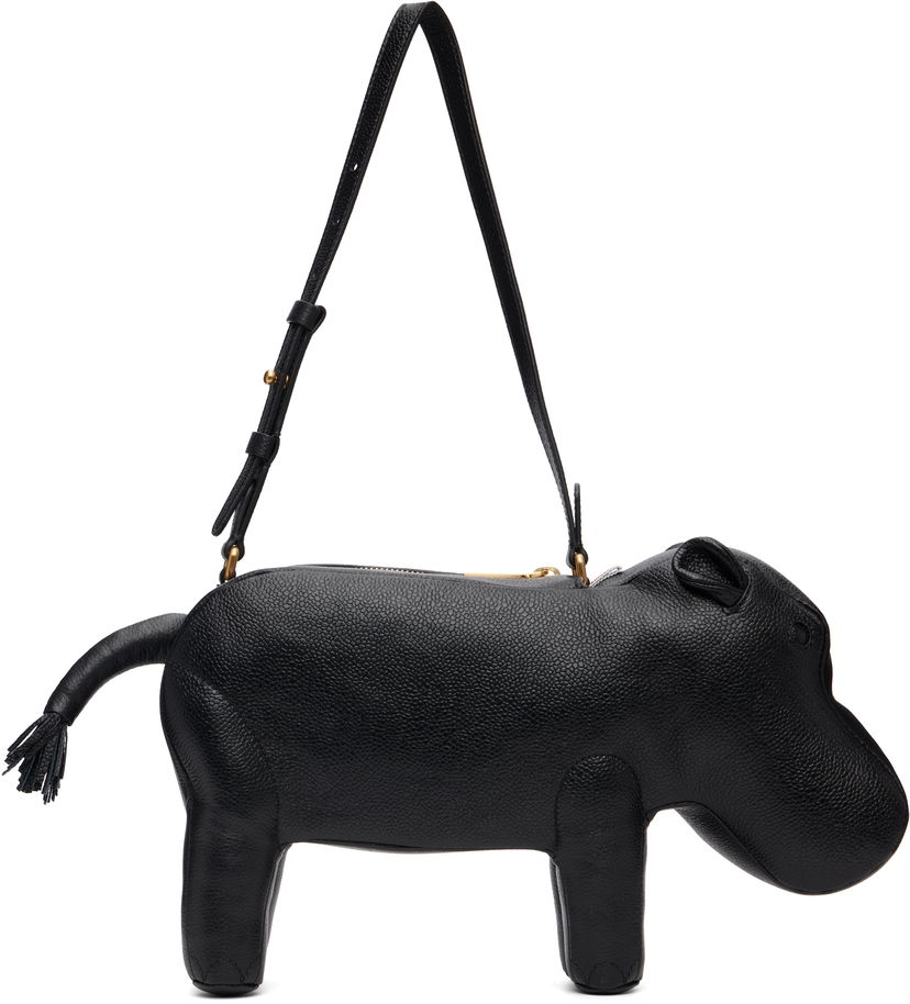 Handväska Thom Browne Thom Browne Pebble Grain Hippo Baguette Bag Svart | UAG226A-00198