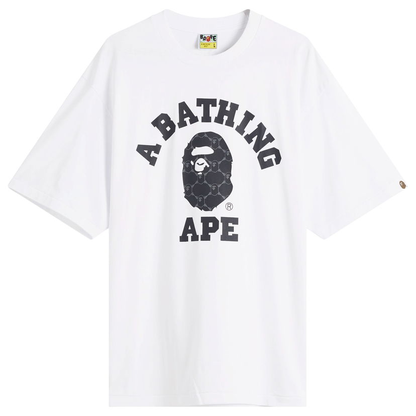 T-shirt BAPE Relaxed Fit Collegeonogram T-Shirt, Size Large Vit | 001TEL301322M-WHT