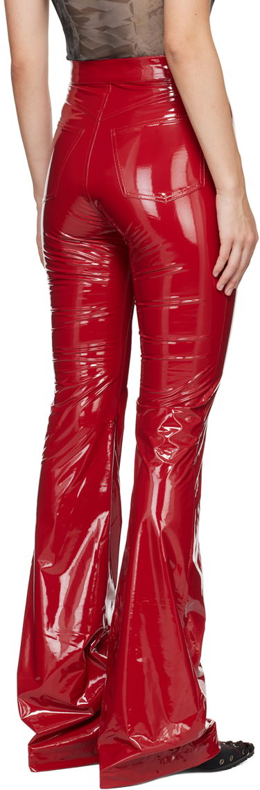 Byxor Ottolinger Ottolinger Simple Line Faux-Leather Flare Pants Röd | 1110107221, 2