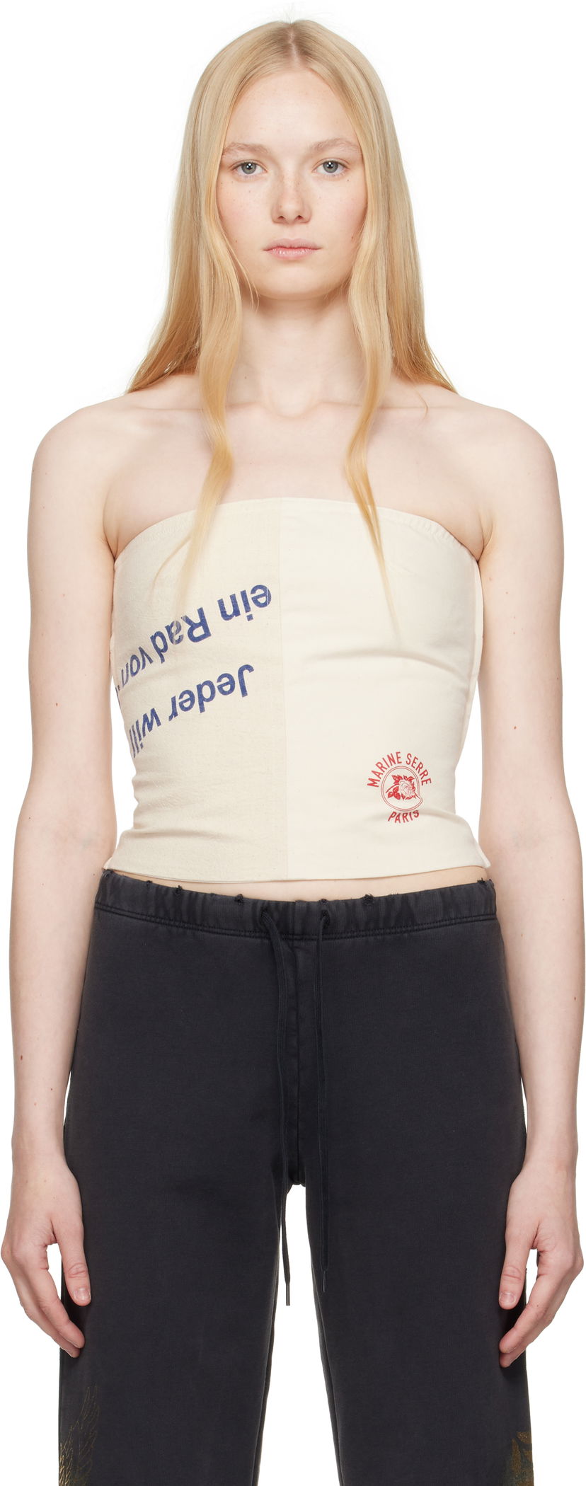 Linne Marine Serre Marine Serre Regenerated Bustier Top Beige | WTO436A UWOV0009