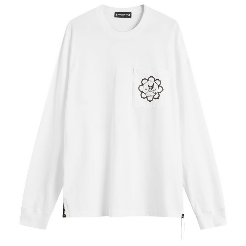 T-shirt Mastermind WORLD Skull Emblem Pocket Long Sleeve T-Shirt Vit | MW25S15-TS066-011
