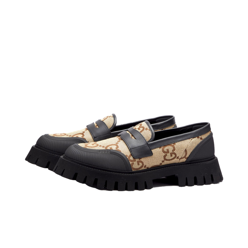 Sneakers och skor Gucci Men's Novo GG Jacquard Chunky Loafer Camel/Black Svart | 739776-UKOF0-2590