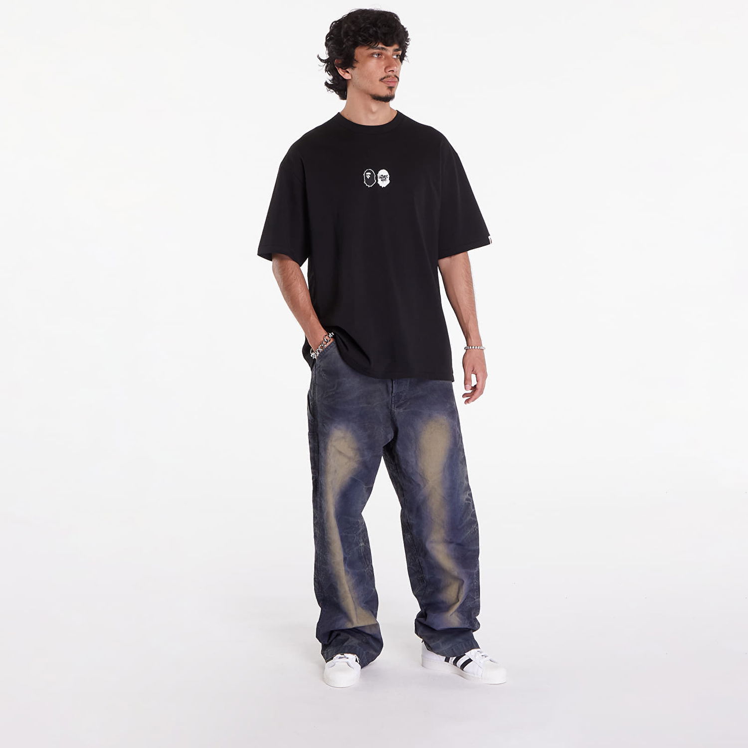 T-shirt BAPE A BATHING APE Mad Ape Graphic Logo Relaxed Fit Tee Svart | 001TEK301341MBLK, 1