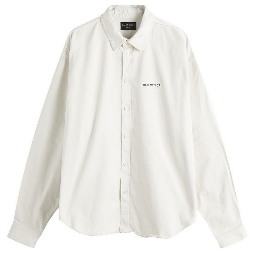 Skjorta Balenciaga Balenciaga Long Sleeve Oversized Shirt, Size Large Vit | 822840-TRWA5-9000