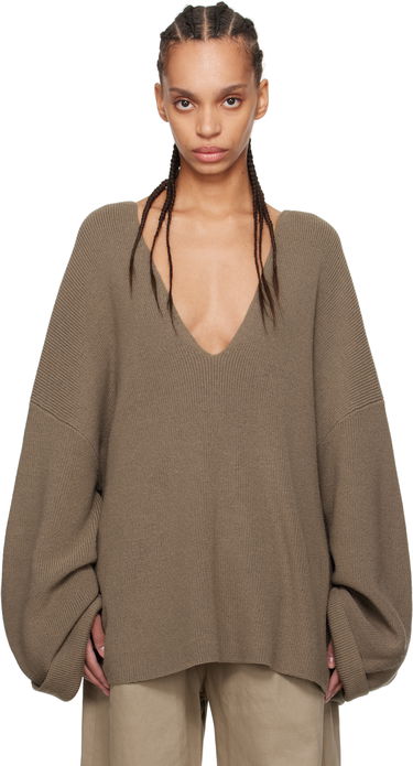 Sweater Entire Studios Entire Studios Dormer V-Neck Balloon-Sleeve Sweater Brun | ES2715DT, 0