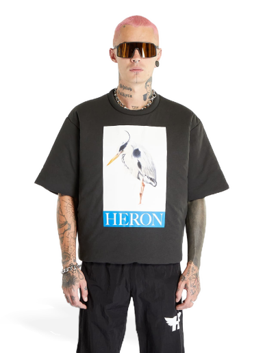 T-shirt HERON PRESTON Heron Bird Painted Padded Tee Svart | HMAA033F23JER0011046